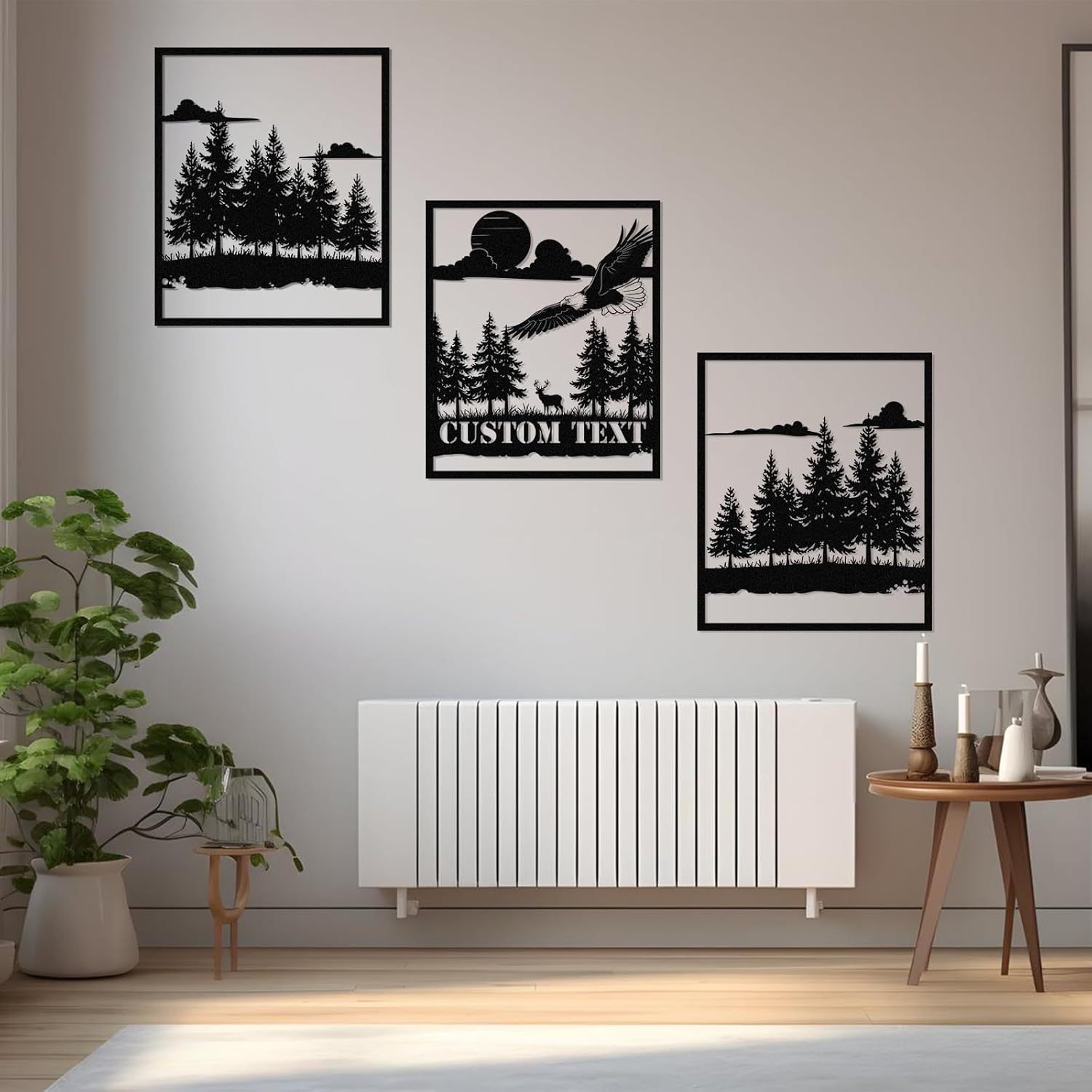  Personalized Metal Wall Art Decor, 3 Pcs Metal Signs, Tree of Life Wall Art, Family Tree Wall Sculptures, Custom Name Sign Gifts for Home Bedroom Living Room Color01