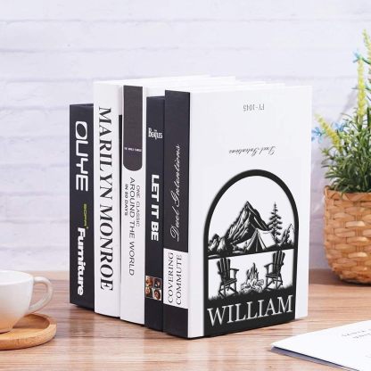 Custom Deer Metal Book Ends, Forest Theme Bookends for Shelves Decorative, Heavy Duty Bookend Stopper, Deer Cabin Decor, Book Organizer for Desk, Black Book Holders for Home Office, Hunter Gifts