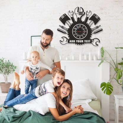 Personalized Large Outdoor Clock, Custom Motorcycle Wall Clock with Name, Modern Metal Wall Art, Battery Operated, Silent Non Ticking Clock for Garage Workshop Farmhouse Man Cave, Gifts for Men