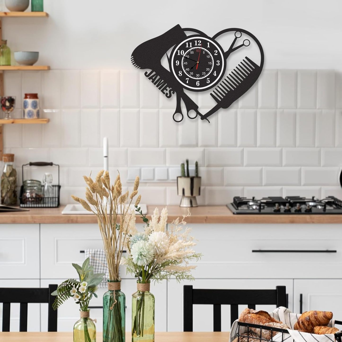 Personalized Large Outdoor Clock, Custom Motorcycle Wall Clock with Name, Modern Metal Wall Art, Battery Operated, Silent Non Ticking Clock for Garage Workshop Farmhouse Man Cave, Gifts for Men