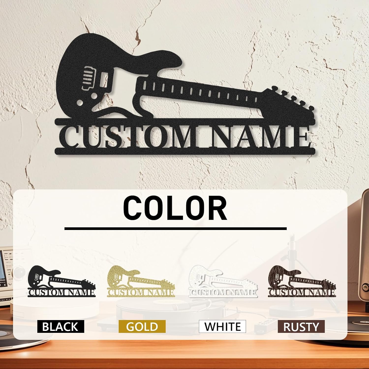 Personalized Guitar Metal Sign, Metal Signs Customized, Musical Note Wall Decor, Funny Music Wall Art, Custom Name Music Sign for Indoor & Outdoor Decorations, Gifts for Musicians, Home Decor