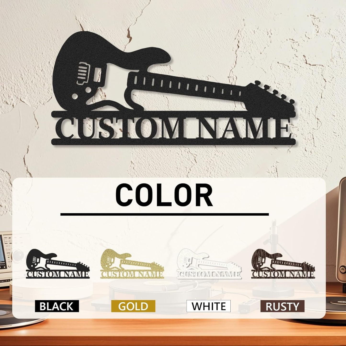 Personalized Guitar Metal Sign, Metal Signs Customized, Musical Note Wall Decor, Funny Music Wall Art, Custom Name Music Sign for Indoor & Outdoor Decorations, Gifts for Musicians, Home Decor