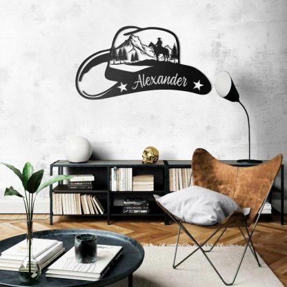 Personalized Cowboy Metal Sign, Custom Metal Name Sign, Vintage Cowboy Wall Decor, Outdoor Metal Art, Metal Signs Customized, Retro Home Decor Wall Art, Cowboy Decor Gift, Patio Decor