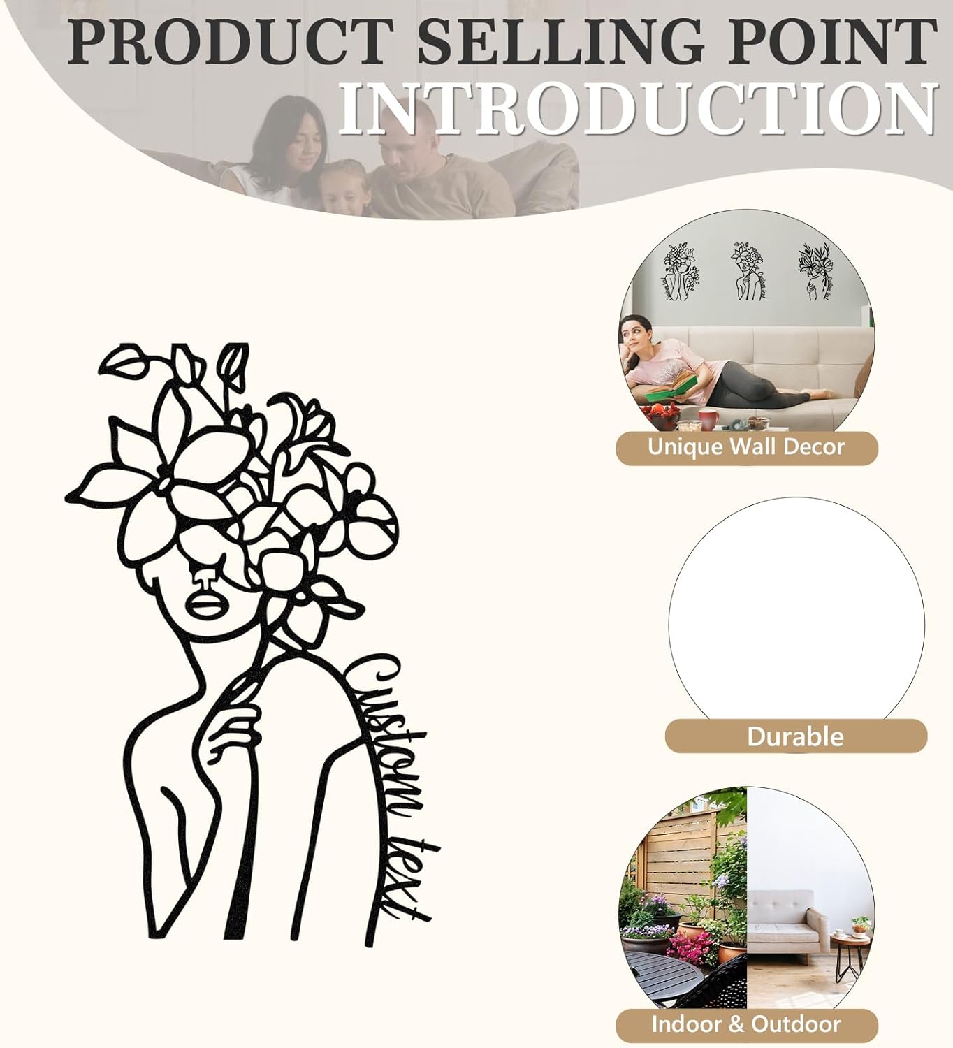  Personalized Metal Wall Art Decor, 3 Pcs Metal Signs, Tree of Life Wall Art, Family Tree Wall Sculptures, Custom Name Sign Gifts for Home Bedroom Living Room Color01