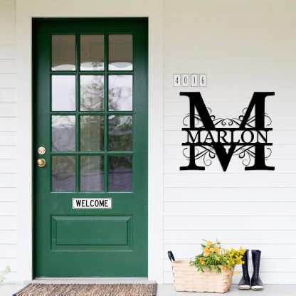 Custom Metal Name Signs, Split Letter Family Sign, Monogram Metal Wall Art, Housewarming Gifts-MetalsignX