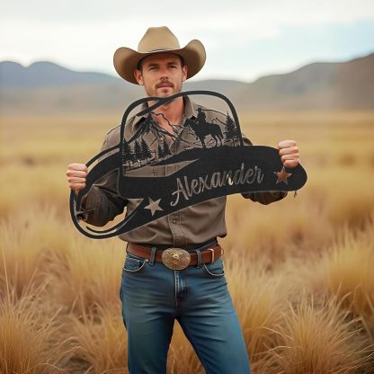 Personalized Cowboy Metal Sign, Custom Metal Name Sign, Vintage Cowboy Wall Decor, Outdoor Metal Art, Metal Signs Customized, Retro Home Decor Wall Art, Cowboy Decor Gift, Patio Decor