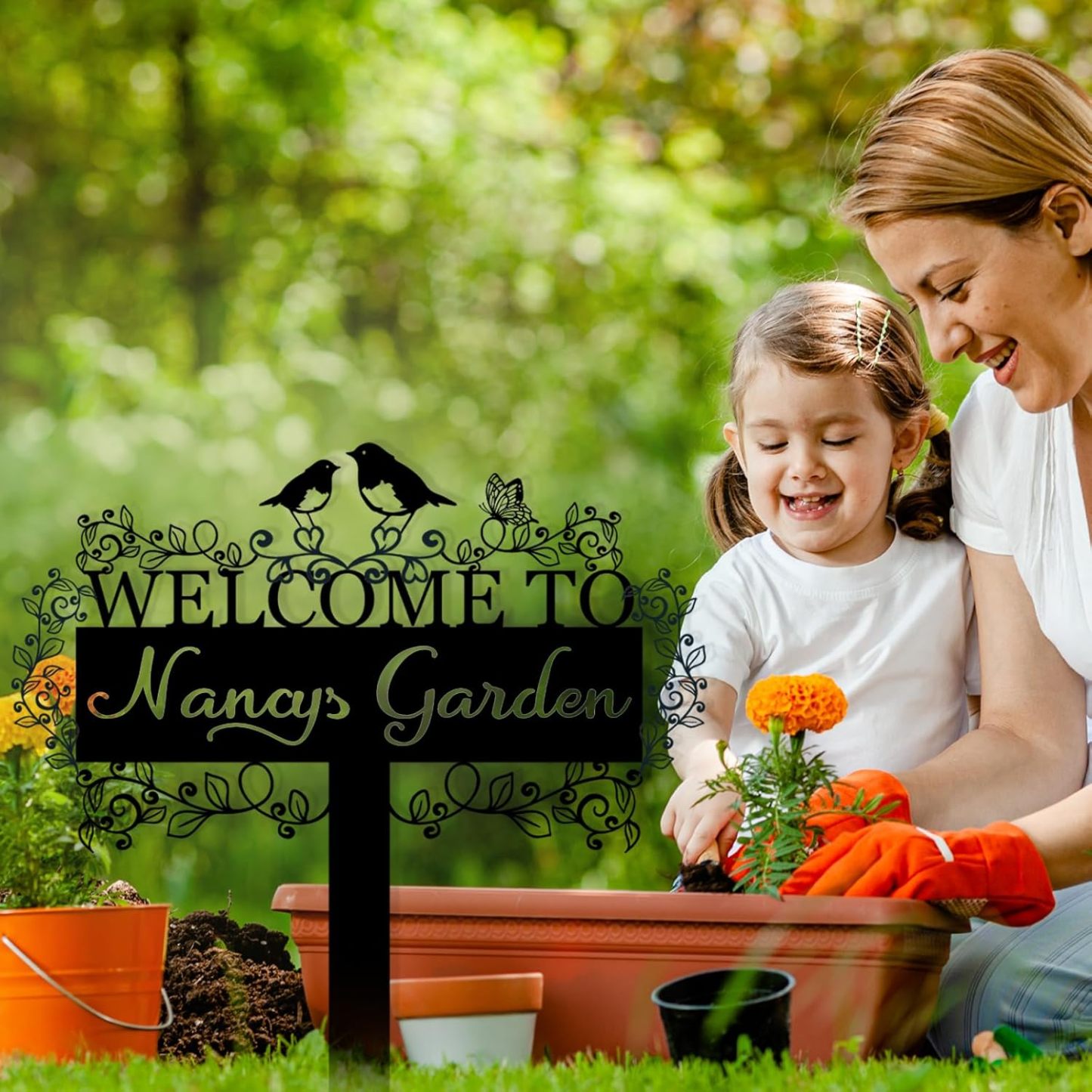 Personalized Garden Sign, Custom Bird Metal Garden Stake Sign, Garden Signs for Outside, Metal Lawn Art, Metal Signs Customized, Garden Signs Decorative Outdoor, Patio Plaque Decor