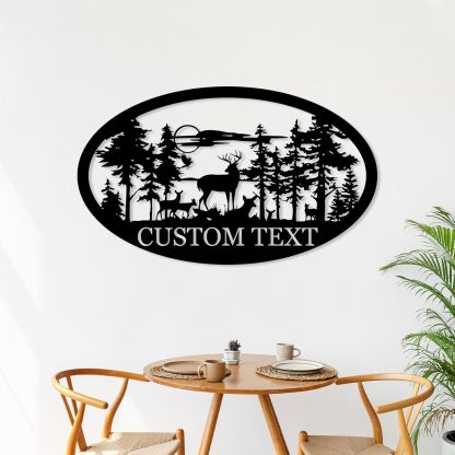 Personalized Deer Metal Cabin Sign, Custom Buck Hunter Gift, Family Name & Monogram Sign, Outdoor Hunting Porch Decor, Gift for Him-MetalsignX