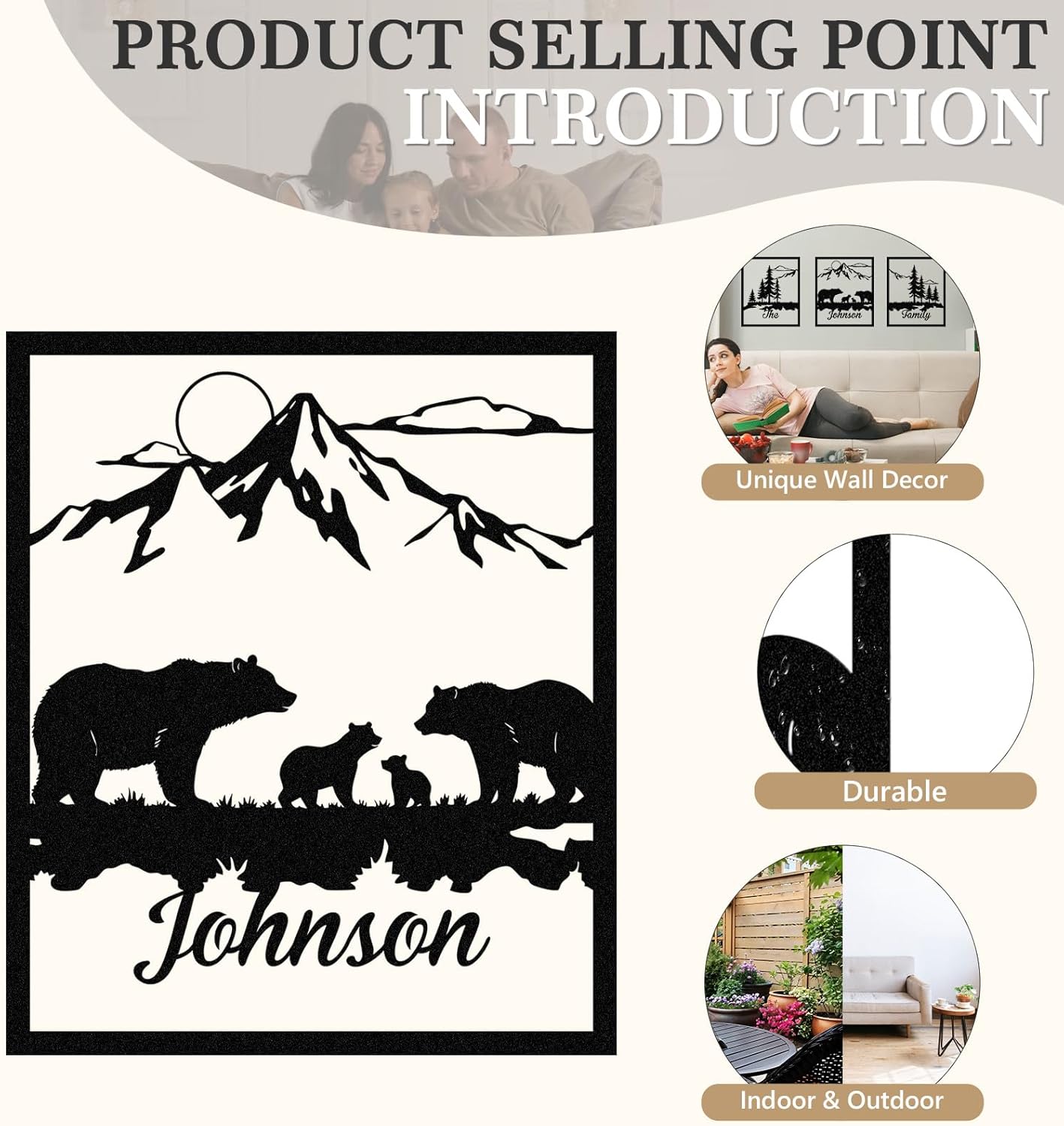  Personalized Metal Wall Art Decor, 3 Pcs Metal Signs, Tree of Life Wall Art, Family Tree Wall Sculptures, Custom Name Sign Gifts for Home Bedroom Living Room Color01