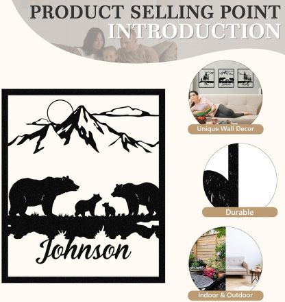  Personalized Metal Wall Art Decor, 3 Pcs Metal Signs, Tree of Life Wall Art, Family Tree Wall Sculptures, Custom Name Sign Gifts for Home Bedroom Living Room Color01