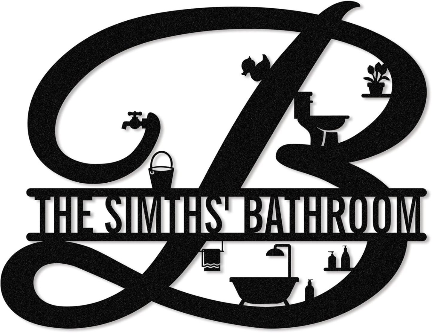 Personalized Bathroom Metal Sign, Farmhouse Bathroom Decor Wall Art, C