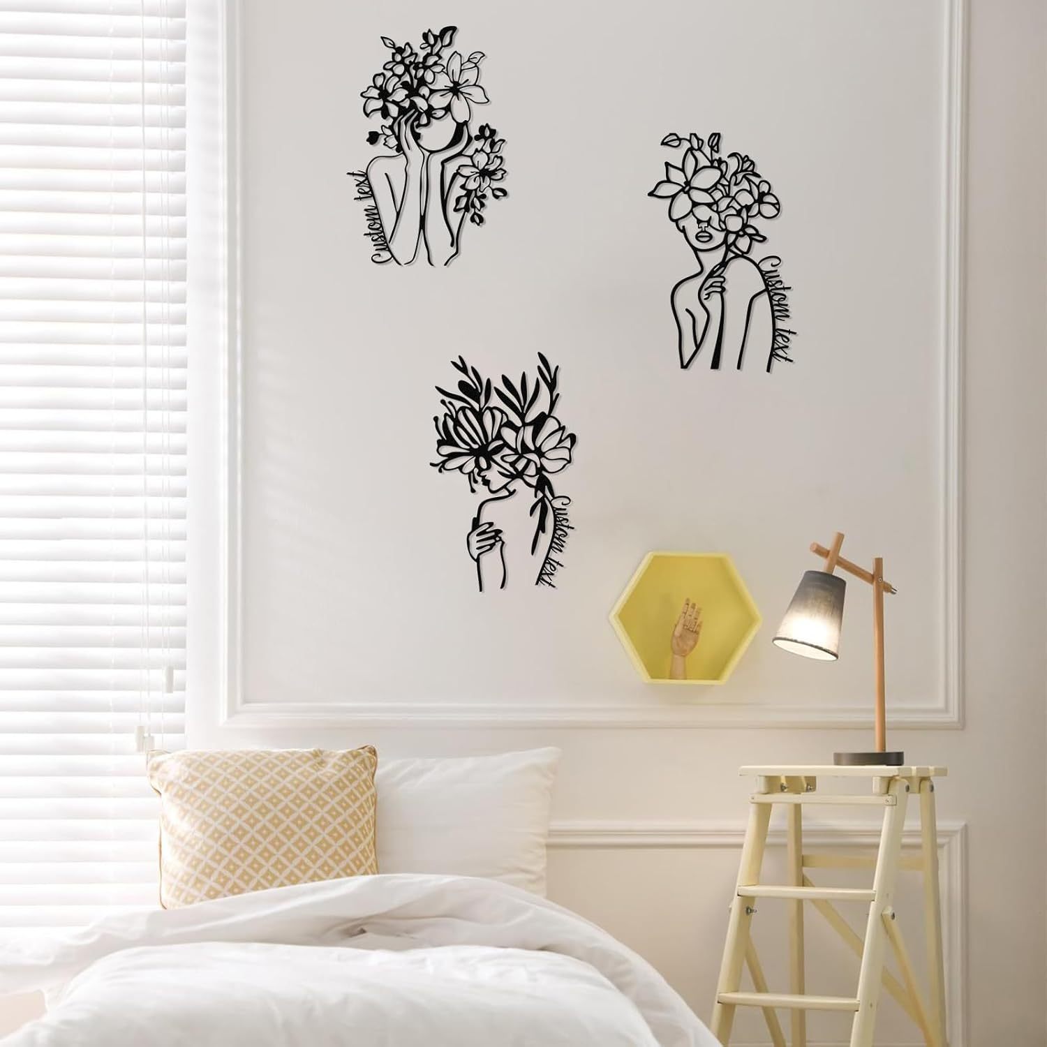  Personalized Metal Wall Art Decor, 3 Pcs Metal Signs, Tree of Life Wall Art, Family Tree Wall Sculptures, Custom Name Sign Gifts for Home Bedroom Living Room Color01