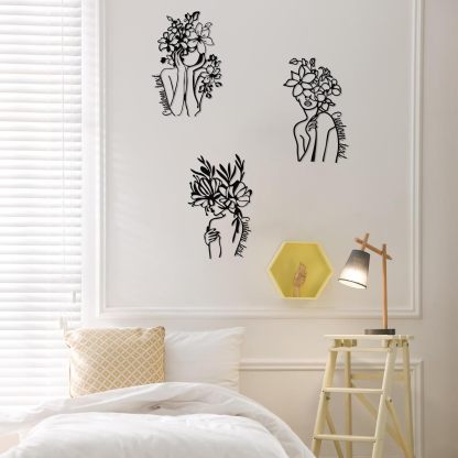  Personalized Metal Wall Art Decor, 3 Pcs Metal Signs, Tree of Life Wall Art, Family Tree Wall Sculptures, Custom Name Sign Gifts for Home Bedroom Living Room Color01