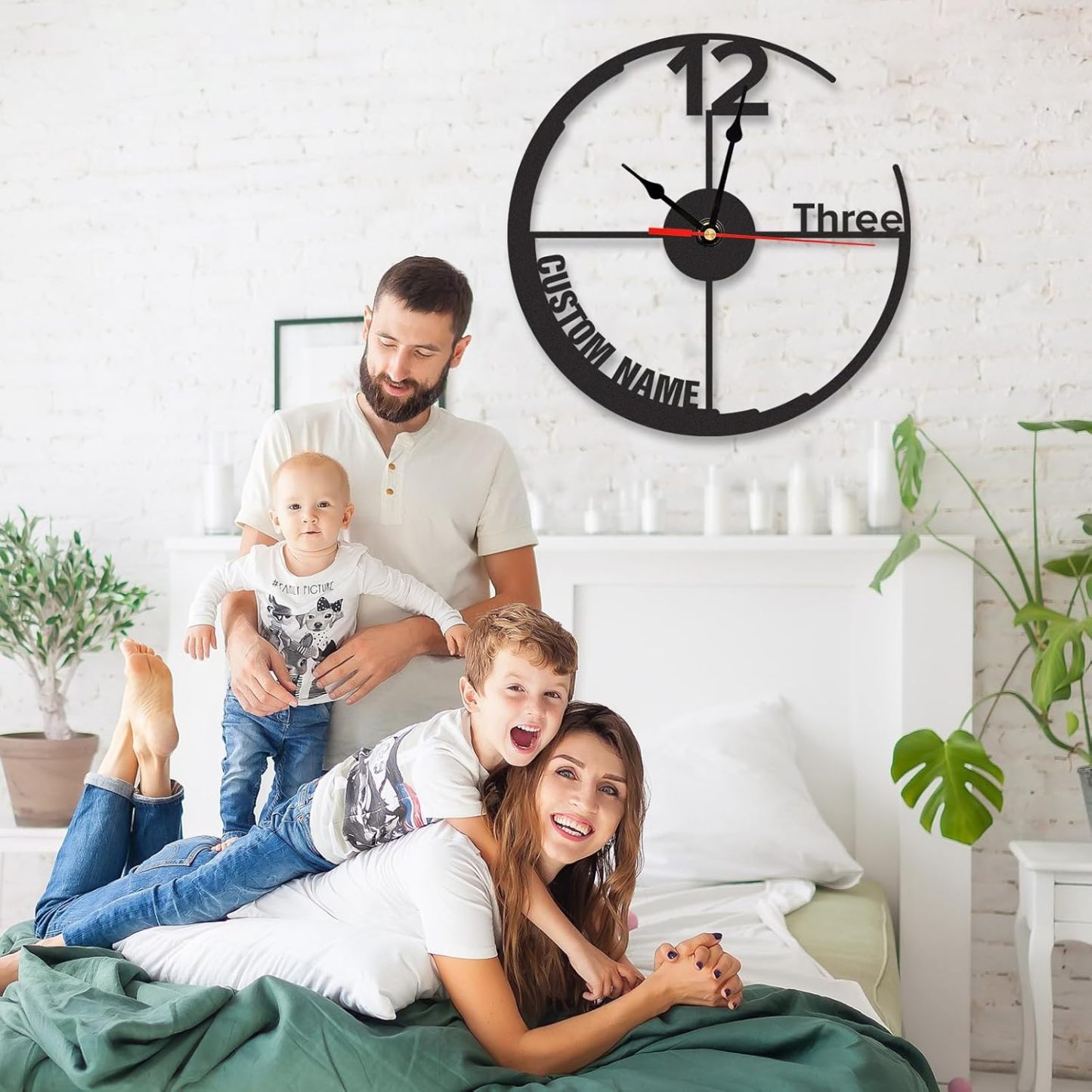 Personalized Large Outdoor Clock, Custom Motorcycle Wall Clock with Name, Modern Metal Wall Art, Battery Operated, Silent Non Ticking Clock for Garage Workshop Farmhouse Man Cave, Gifts for Men