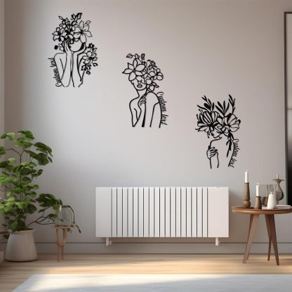  Personalized Metal Wall Art Decor, 3 Pcs Metal Signs, Tree of Life Wall Art, Family Tree Wall Sculptures, Custom Name Sign Gifts for Home Bedroom Living Room Color01