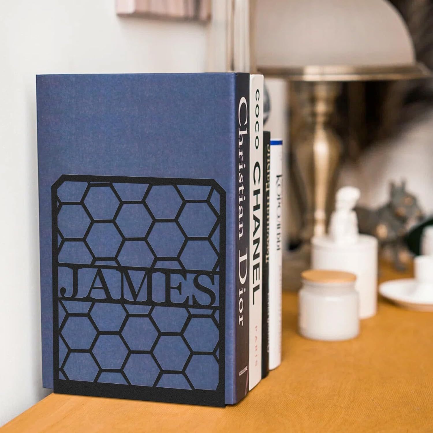 Custom Deer Metal Book Ends, Forest Theme Bookends for Shelves Decorative, Heavy Duty Bookend Stopper, Deer Cabin Decor, Book Organizer for Desk, Black Book Holders for Home Office, Hunter Gifts