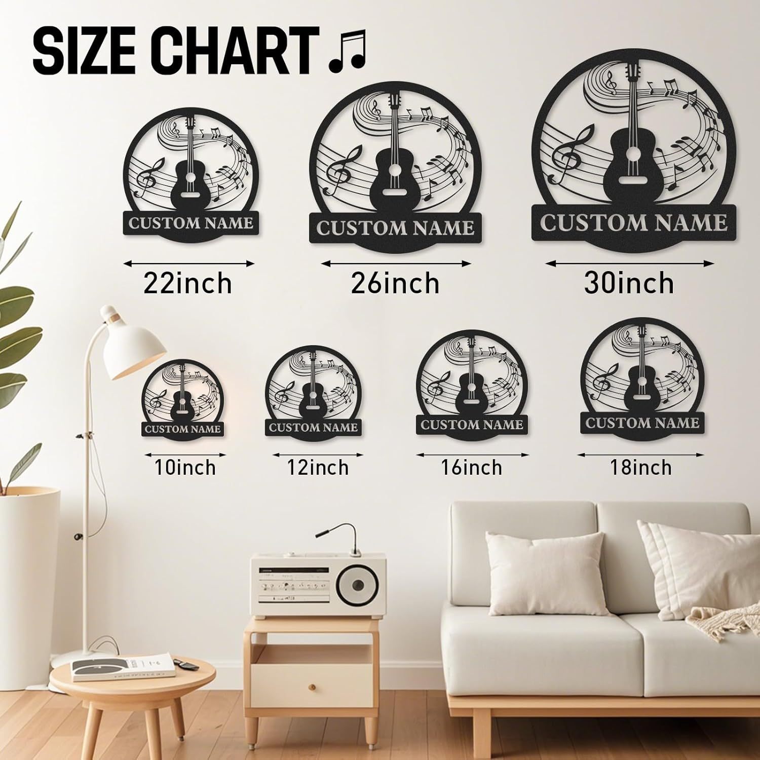 Personalized Guitar Metal Sign, Metal Signs Customized, Musical Note Wall Decor, Funny Music Wall Art, Custom Name Music Sign for Indoor & Outdoor Decorations, Gifts for Musicians, Home Decor