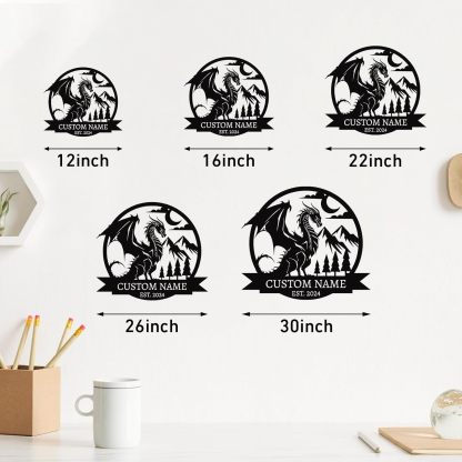 Custom Dragons Metal Signs, Personalized Evil Dragons Signs, Dragon Metal Wall Decor, Dragon Lover's Gifts, Last Name Sign, Home Decor