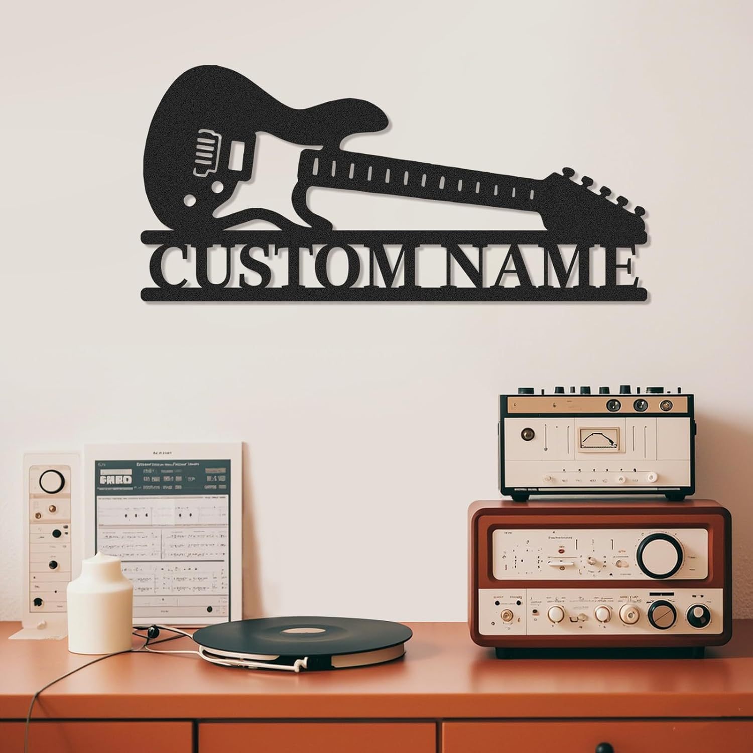 Personalized Guitar Metal Sign, Metal Signs Customized, Musical Note Wall Decor, Funny Music Wall Art, Custom Name Music Sign for Indoor & Outdoor Decorations, Gifts for Musicians, Home Decor