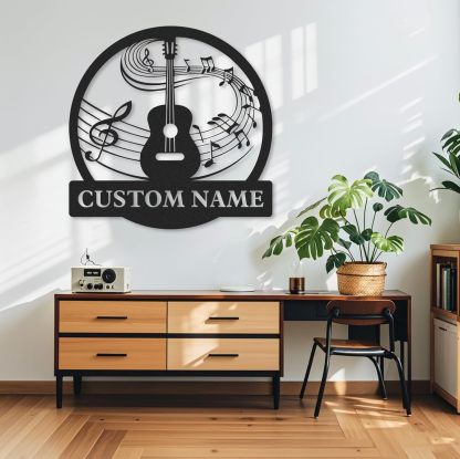 Personalized Guitar Metal Sign, Metal Signs Customized, Musical Note Wall Decor, Funny Music Wall Art, Custom Name Music Sign for Indoor & Outdoor Decorations, Gifts for Musicians, Home Decor