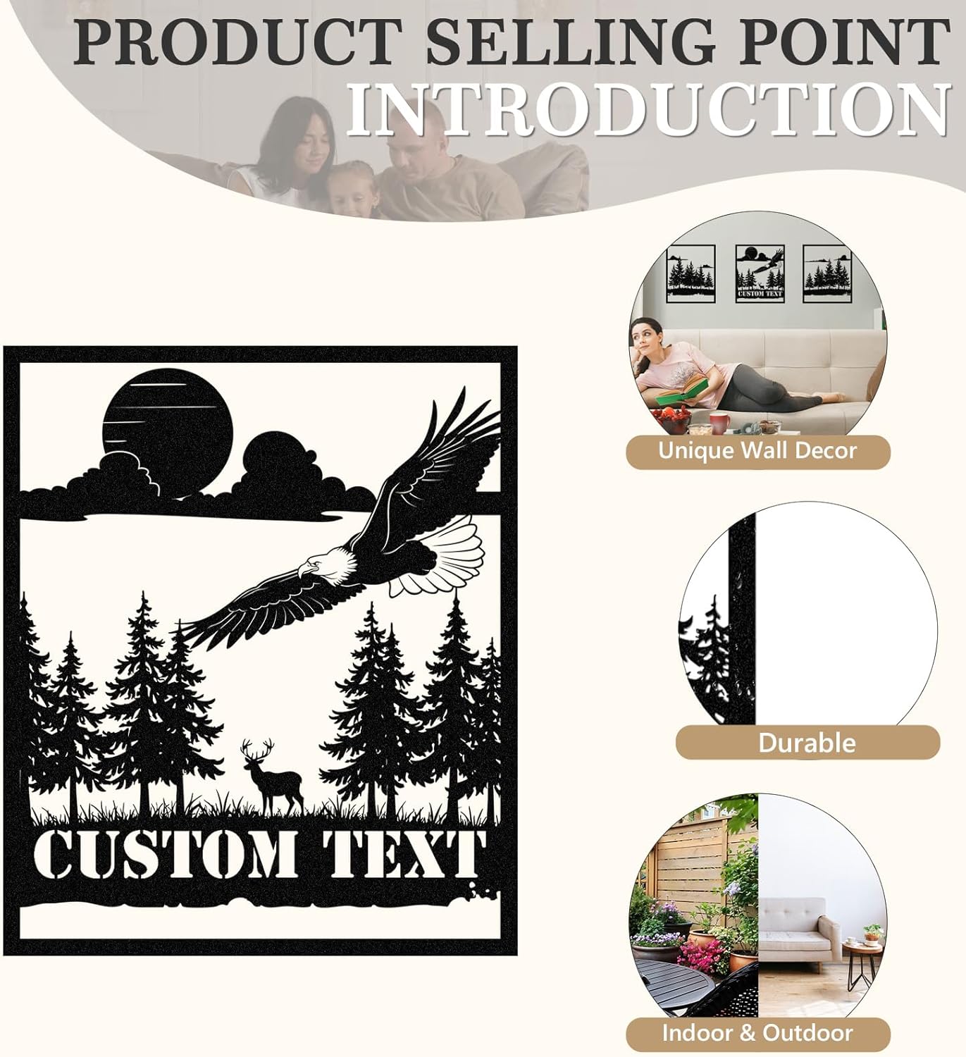  Personalized Metal Wall Art Decor, 3 Pcs Metal Signs, Tree of Life Wall Art, Family Tree Wall Sculptures, Custom Name Sign Gifts for Home Bedroom Living Room Color01