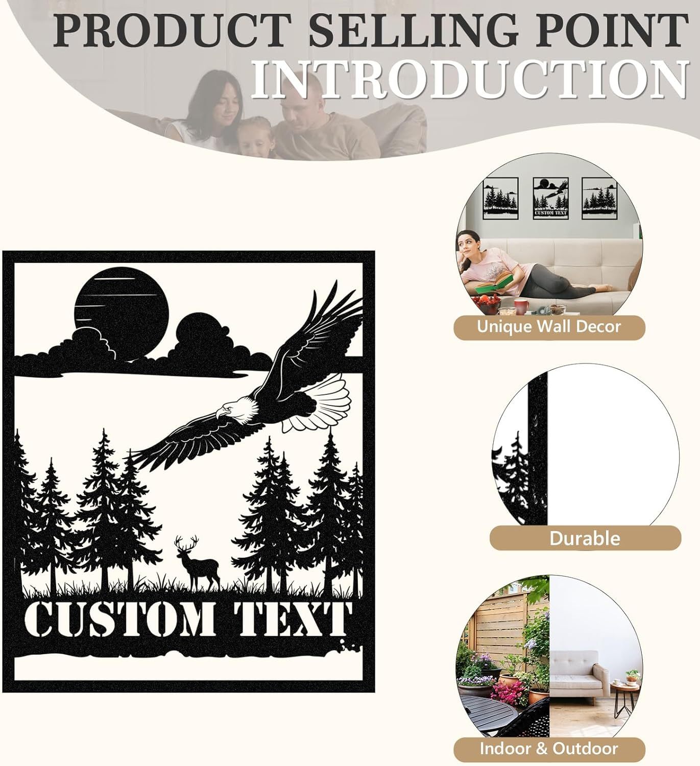  Personalized Metal Wall Art Decor, 3 Pcs Metal Signs, Tree of Life Wall Art, Family Tree Wall Sculptures, Custom Name Sign Gifts for Home Bedroom Living Room Color01