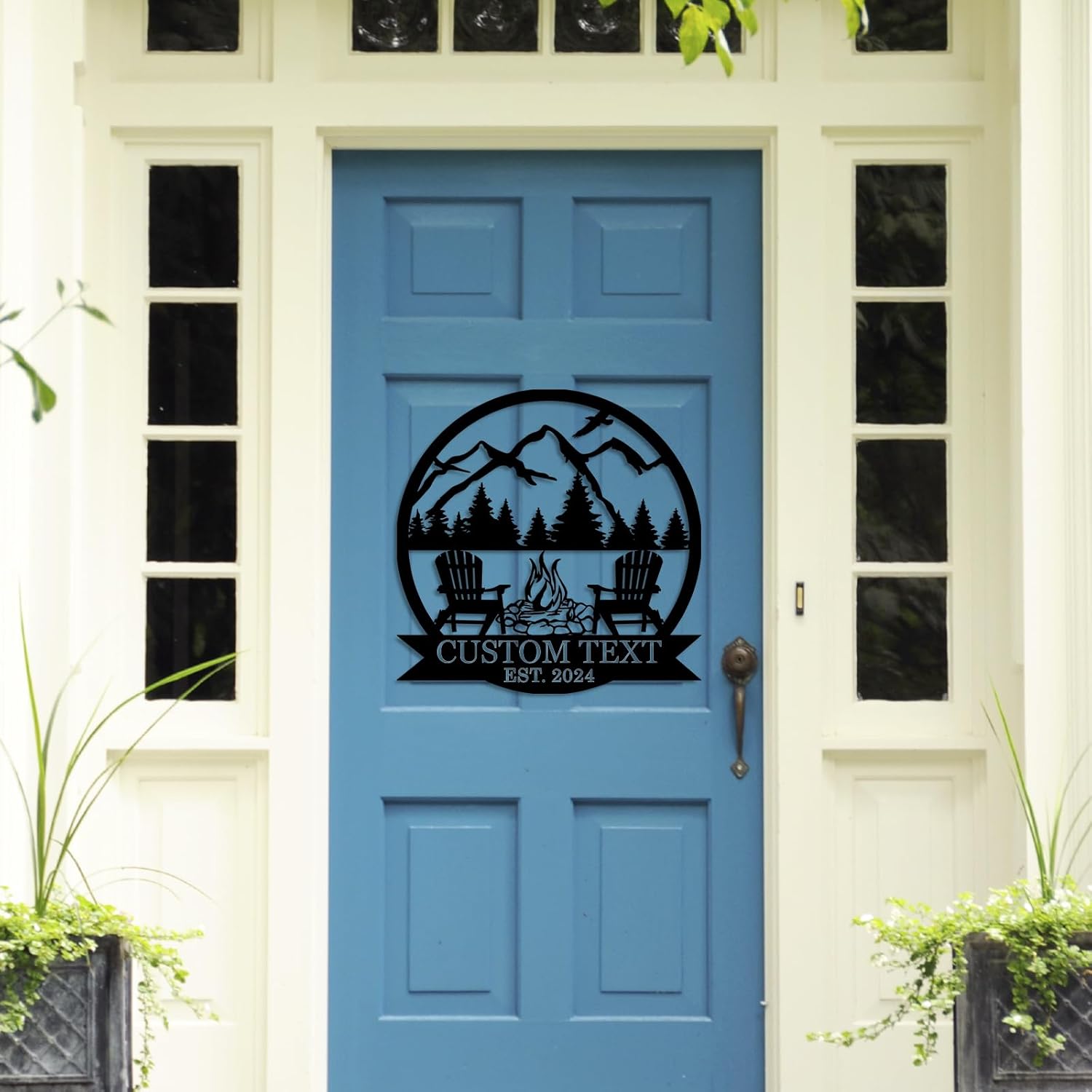 Custom Camping Sign, Metal Signs Wall Art, Outdoor Mountain Campfire Signs, Fire Pit Family Name Sign-MetalsignX