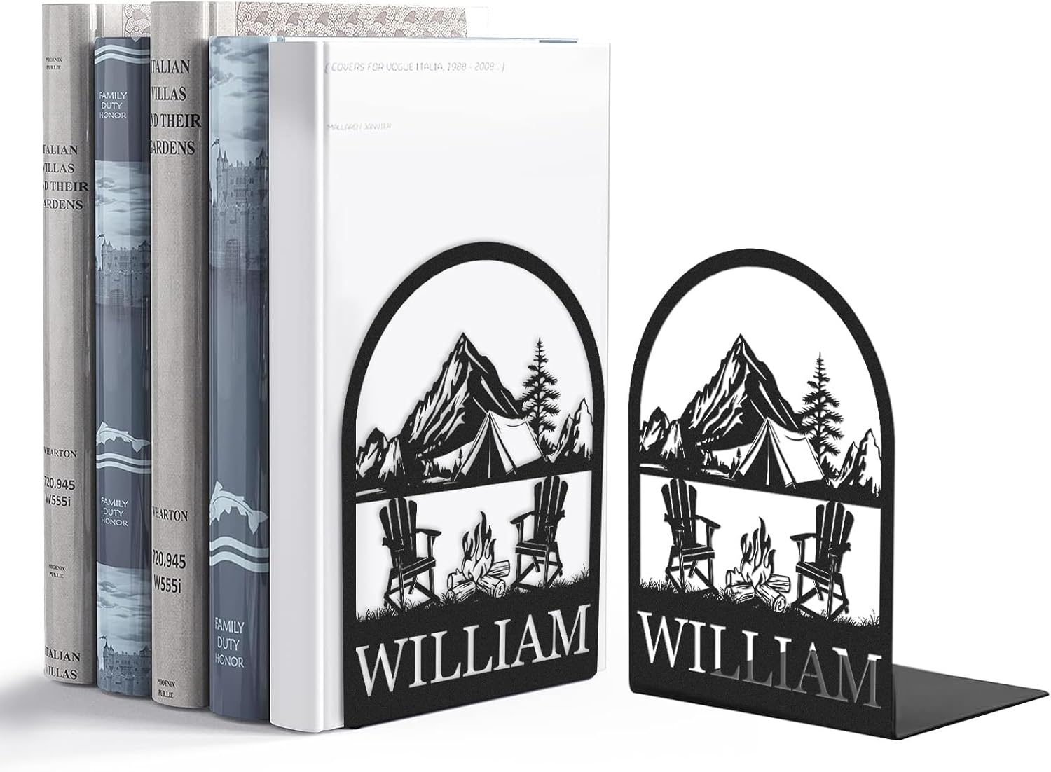 Custom Deer Metal Book Ends, Forest Theme Bookends for Shelves Decorative, Heavy Duty Bookend Stopper, Deer Cabin Decor, Book Organizer for Desk, Black Book Holders for Home Office, Hunter Gifts