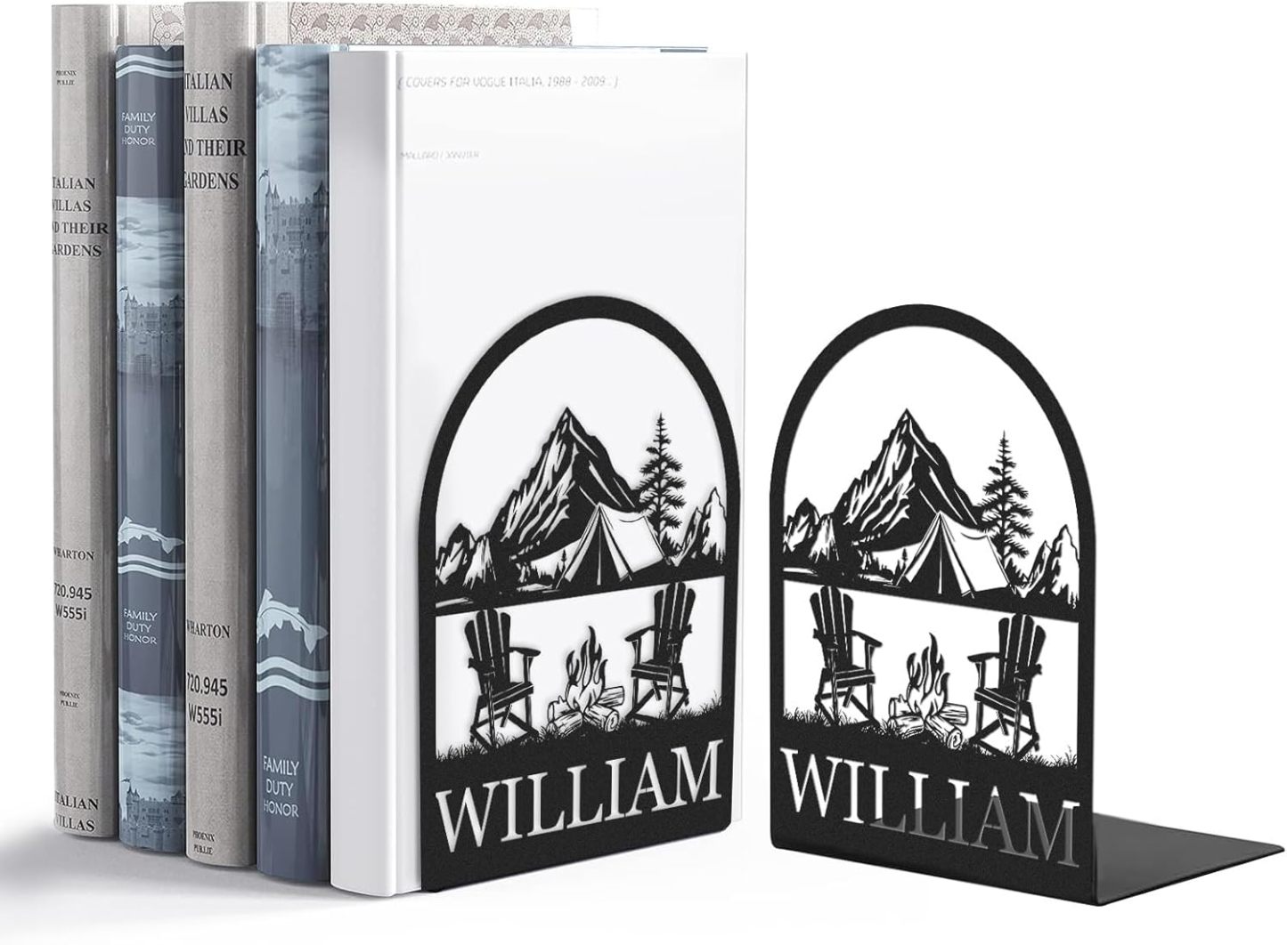 Custom Deer Metal Book Ends, Forest Theme Bookends for Shelves Decorative, Heavy Duty Bookend Stopper, Deer Cabin Decor, Book Organizer for Desk, Black Book Holders for Home Office, Hunter Gifts