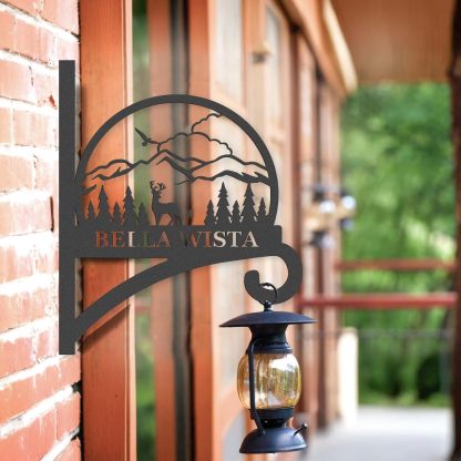 Personalized Iron Hanging Plant Bracket, Customizable Decorative Wall Plant Hanger Indoor Outdoor, Custom Name Bird Feeder Hook, Anti Rust Metal Hook for Wind Chimes Lantern