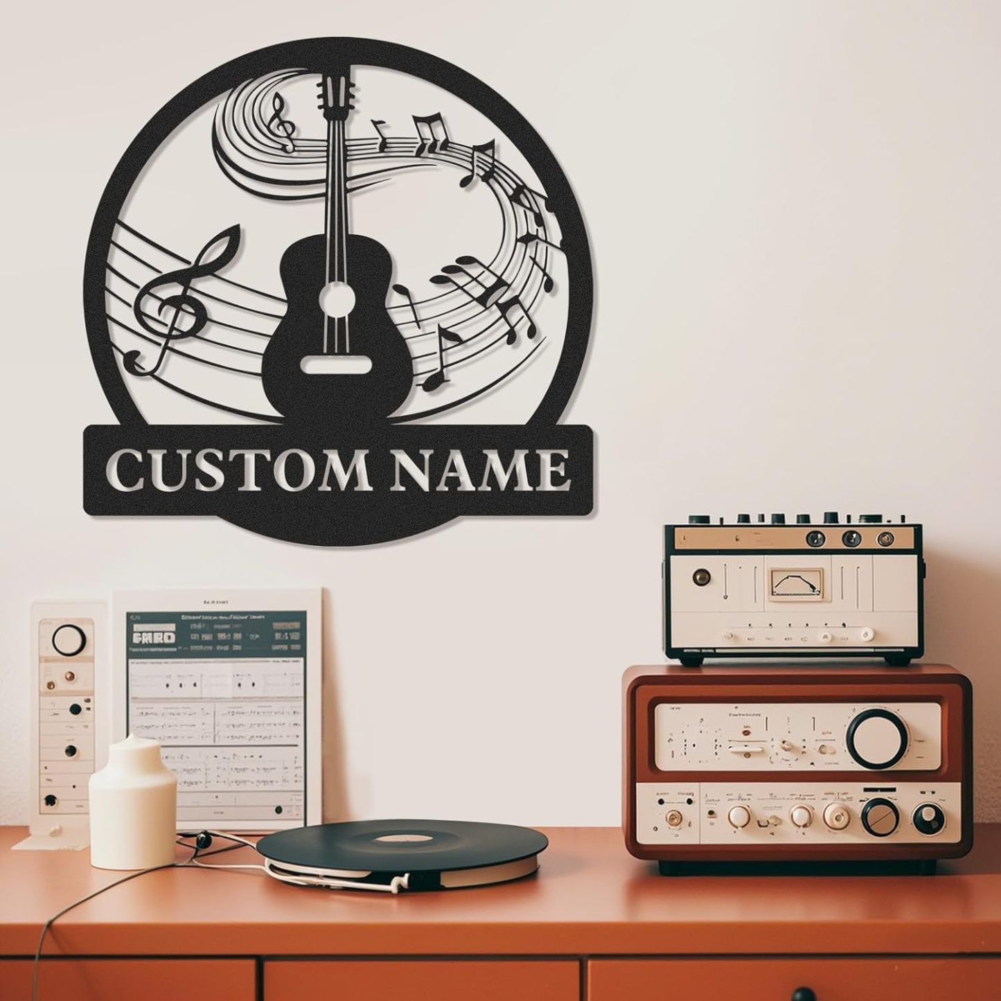 Personalized Guitar Metal Sign, Metal Signs Customized, Musical Note W