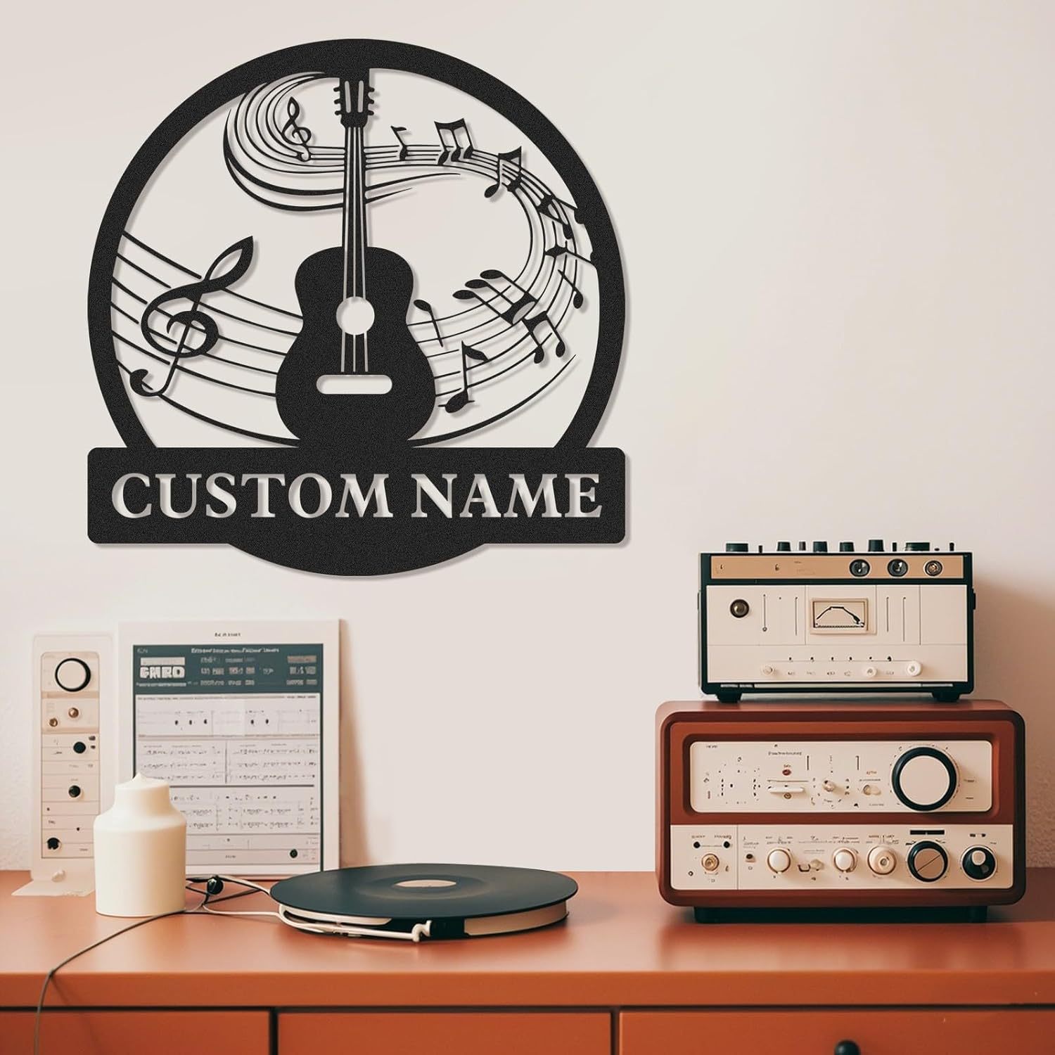 Personalized Guitar Metal Sign, Metal Signs Customized, Musical Note W