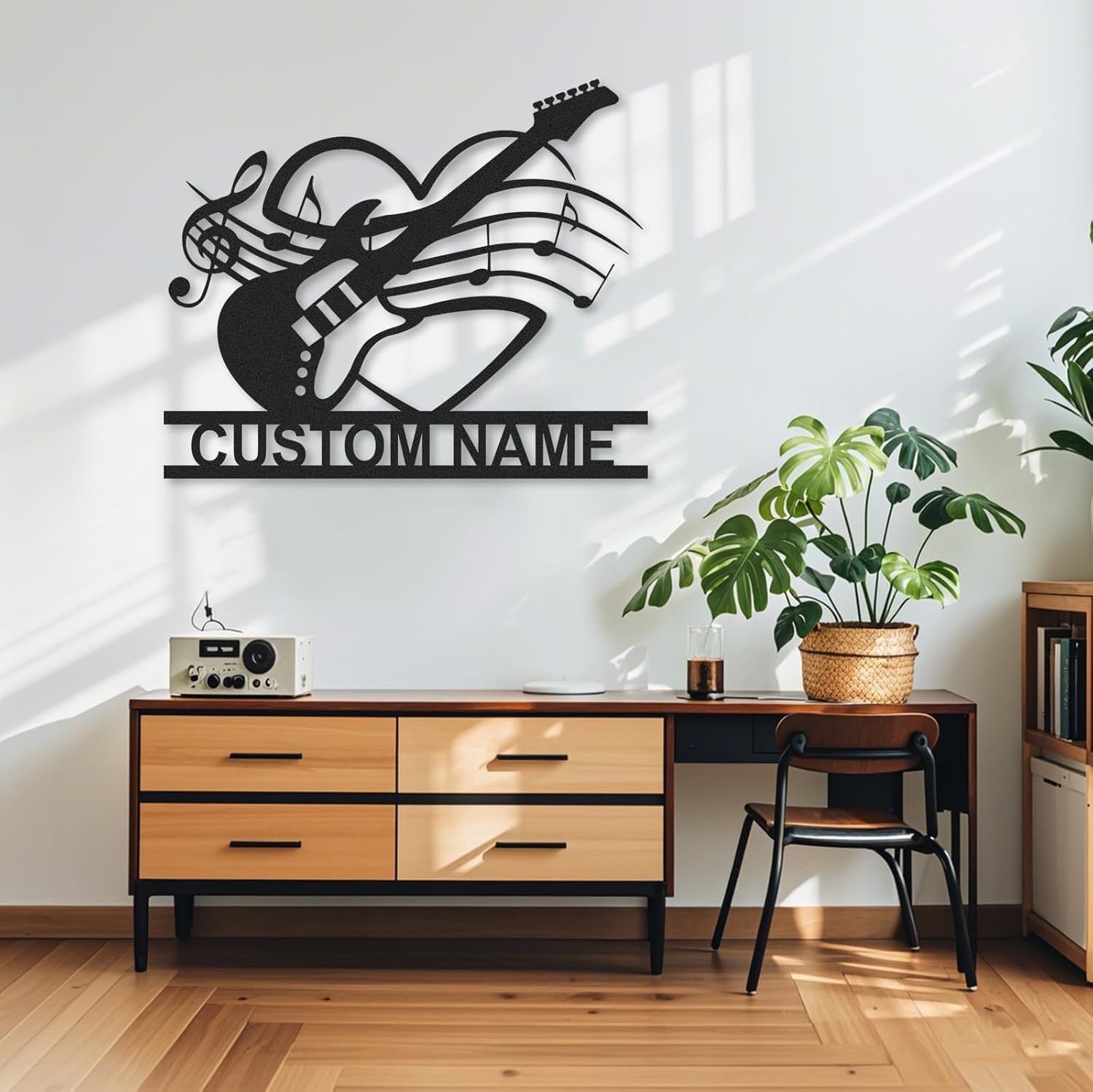 Personalized Guitar Metal Sign, Metal Signs Customized, Musical Note Wall Decor, Funny Music Wall Art, Custom Name Music Sign for Indoor & Outdoor Decorations, Gifts for Musicians, Home Decor