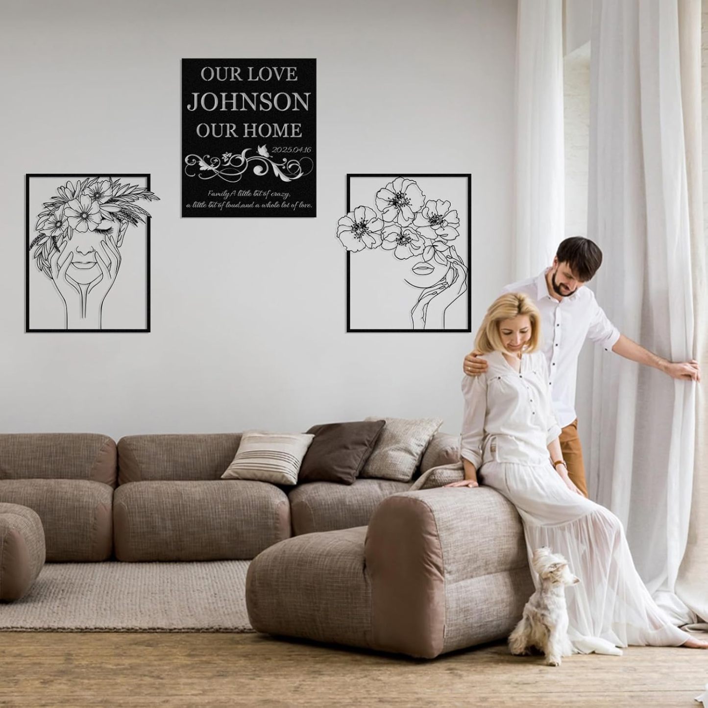  Personalized Metal Wall Art Decor, 3 Pcs Metal Signs, Tree of Life Wall Art, Family Tree Wall Sculptures, Custom Name Sign Gifts for Home Bedroom Living Room Color01