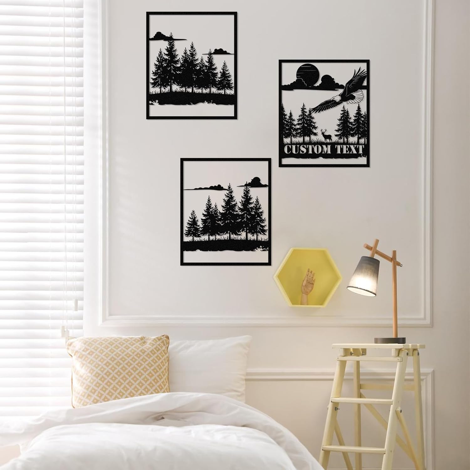  Personalized Metal Wall Art Decor, 3 Pcs Metal Signs, Tree of Life Wall Art, Family Tree Wall Sculptures, Custom Name Sign Gifts for Home Bedroom Living Room Color01