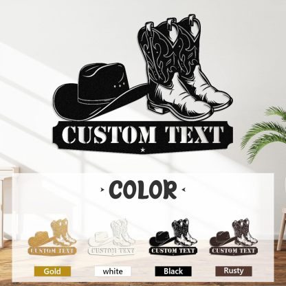 Personalized Cowboy Metal Sign, Custom Metal Name Sign, Vintage Cowboy Wall Decor, Outdoor Metal Art, Metal Signs Customized, Retro Home Decor Wall Art, Cowboy Decor Gift, Patio Decor