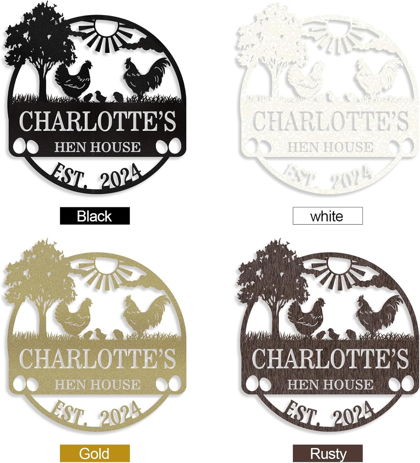 Personalized Metal Chicken Coop Signs Outdoor, Cusotm Fluffy Butt Hut Chicken Coop Sign, Chicken Coop Accessories, Funny Signs for Chicken Coops, Farmhouse Wall Decor for Lawn, Yard, Patio, Garden