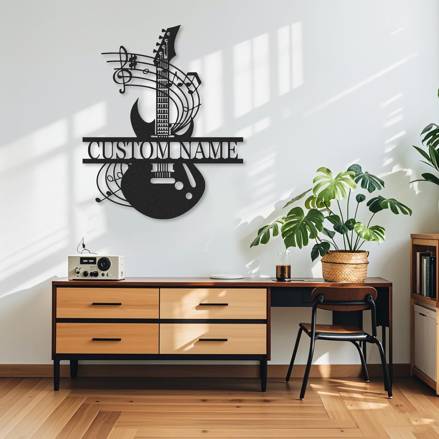 Personalized Guitar Metal Sign, Metal Signs Customized, Musical Note Wall Decor, Funny Music Wall Art, Custom Name Music Sign for Indoor & Outdoor Decorations, Gifts for Musicians, Home Decor