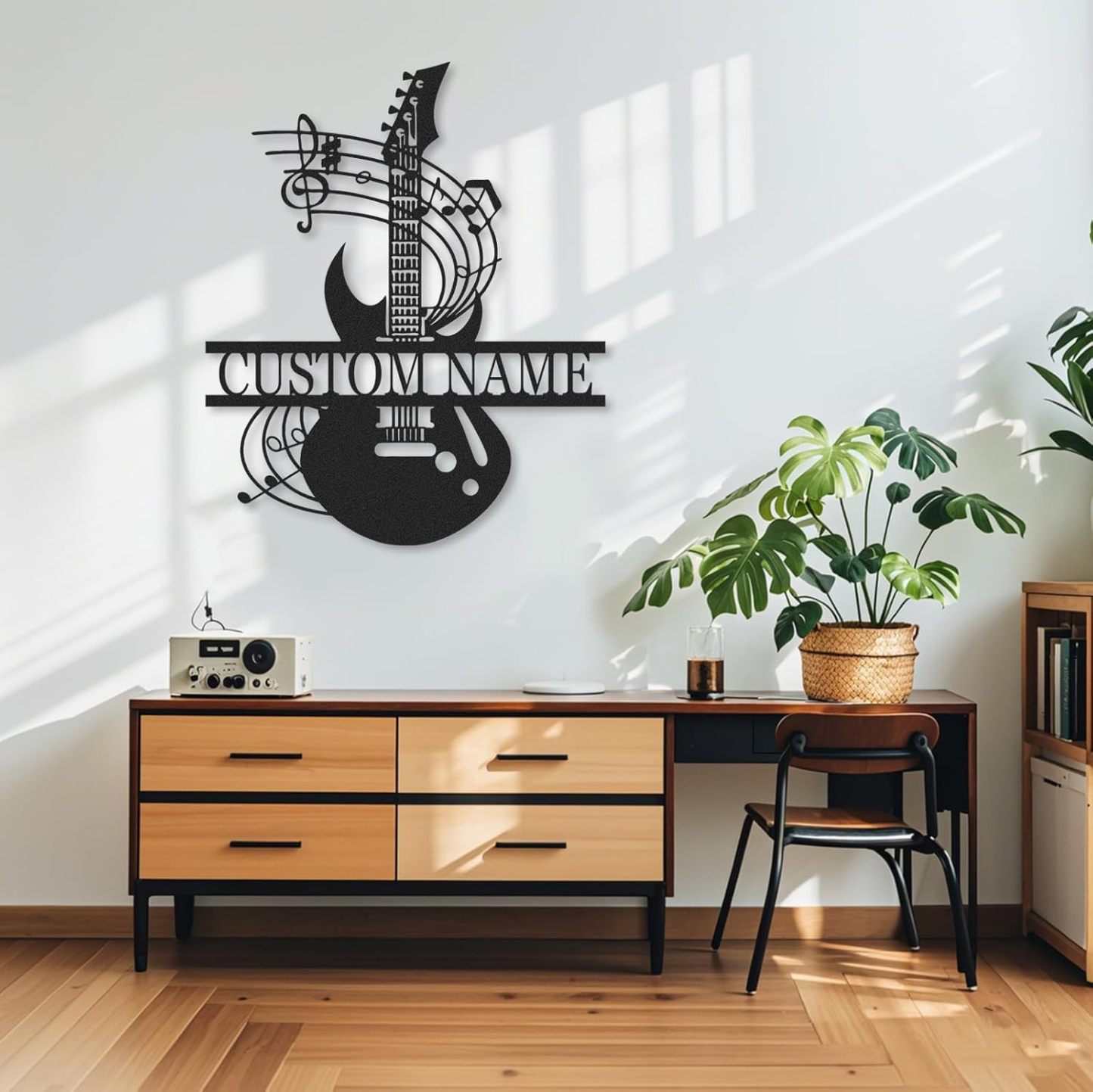 Personalized Guitar Metal Sign, Metal Signs Customized, Musical Note Wall Decor, Funny Music Wall Art, Custom Name Music Sign for Indoor & Outdoor Decorations, Gifts for Musicians, Home Decor