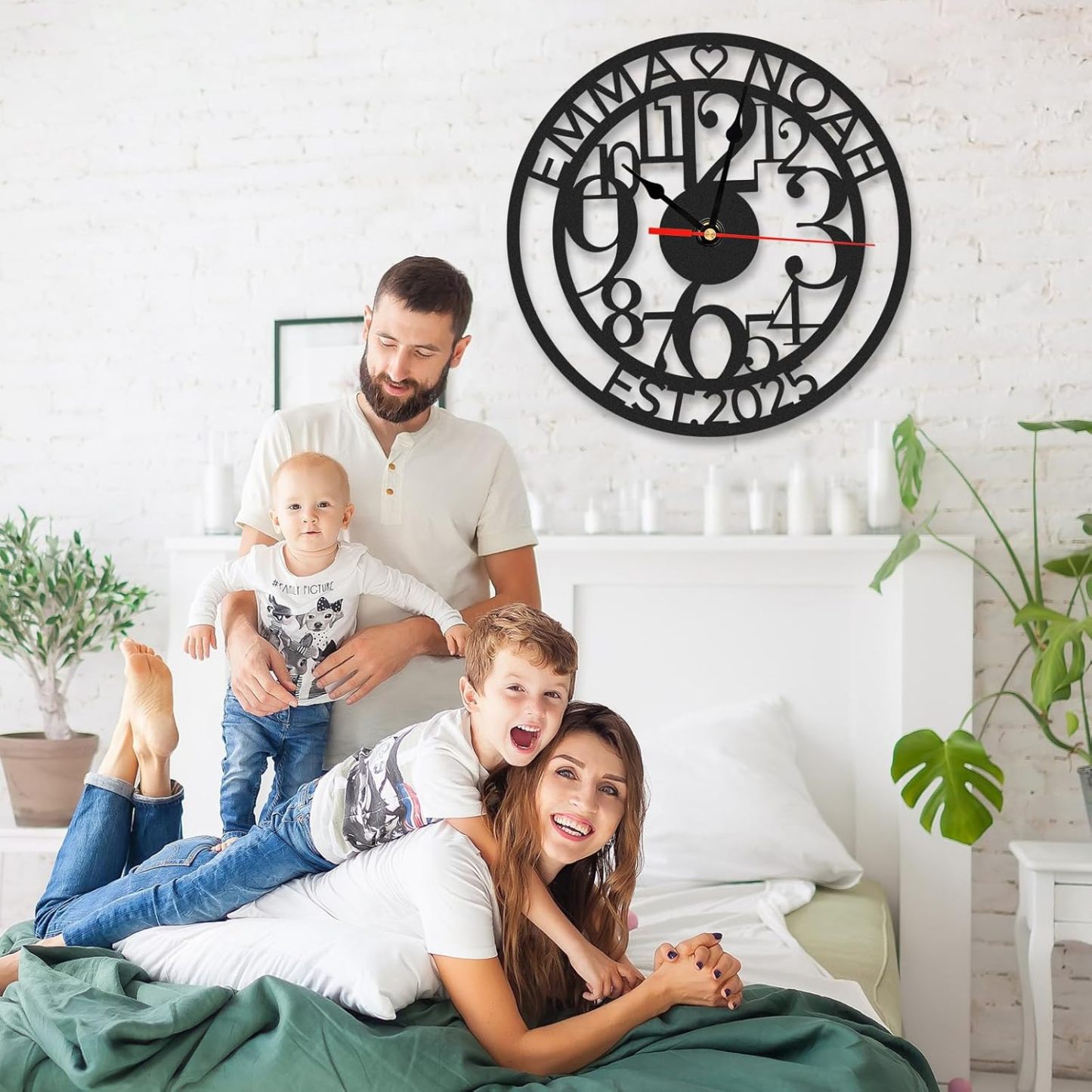 Personalized Large Outdoor Clock, Custom Motorcycle Wall Clock with Name, Modern Metal Wall Art, Battery Operated, Silent Non Ticking Clock for Garage Workshop Farmhouse Man Cave, Gifts for Men