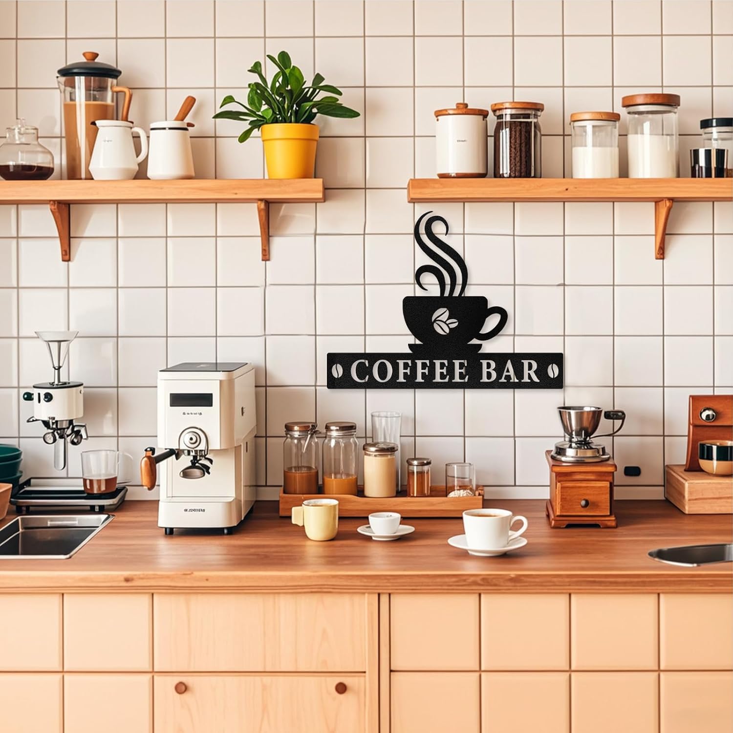 Personalized Coffee Bar Metal Sign Wall Decor, Coffee Cup Wall Decor, Custom Coffee Signs for Coffee Station