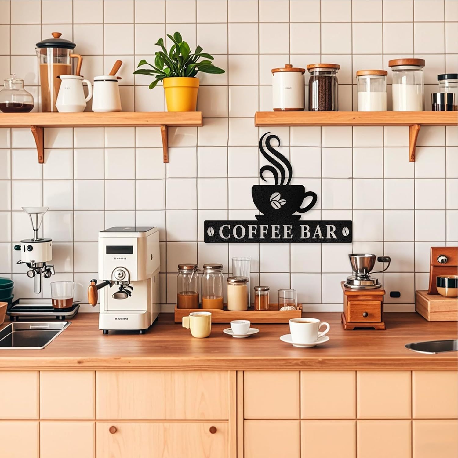 Personalized Coffee Bar Metal Sign Wall Decor, Coffee Cup Wall Decor, Custom Coffee Signs for Coffee Station