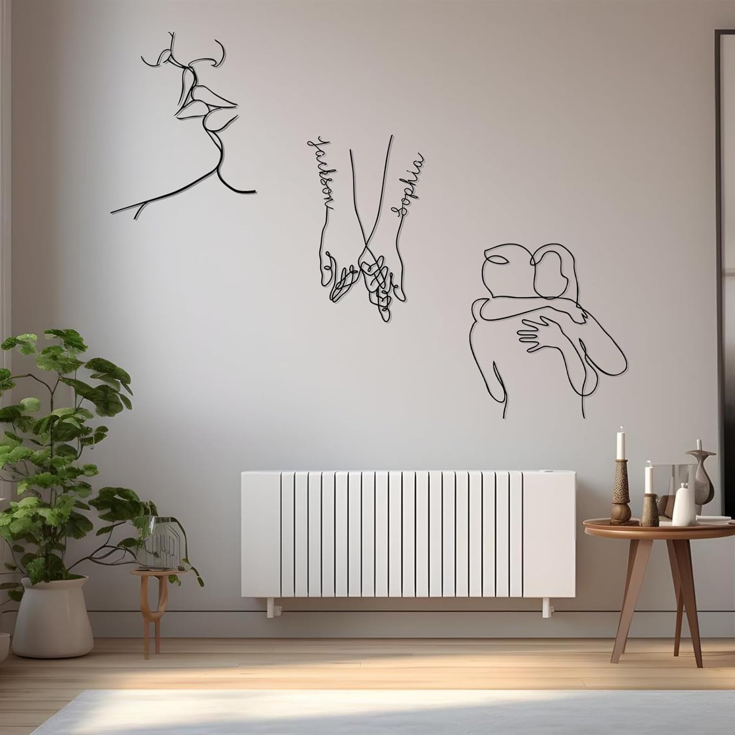  Personalized Metal Wall Art Decor, 3 Pcs Metal Signs, Tree of Life Wall Art, Family Tree Wall Sculptures, Custom Name Sign Gifts for Home Bedroom Living Room Color01