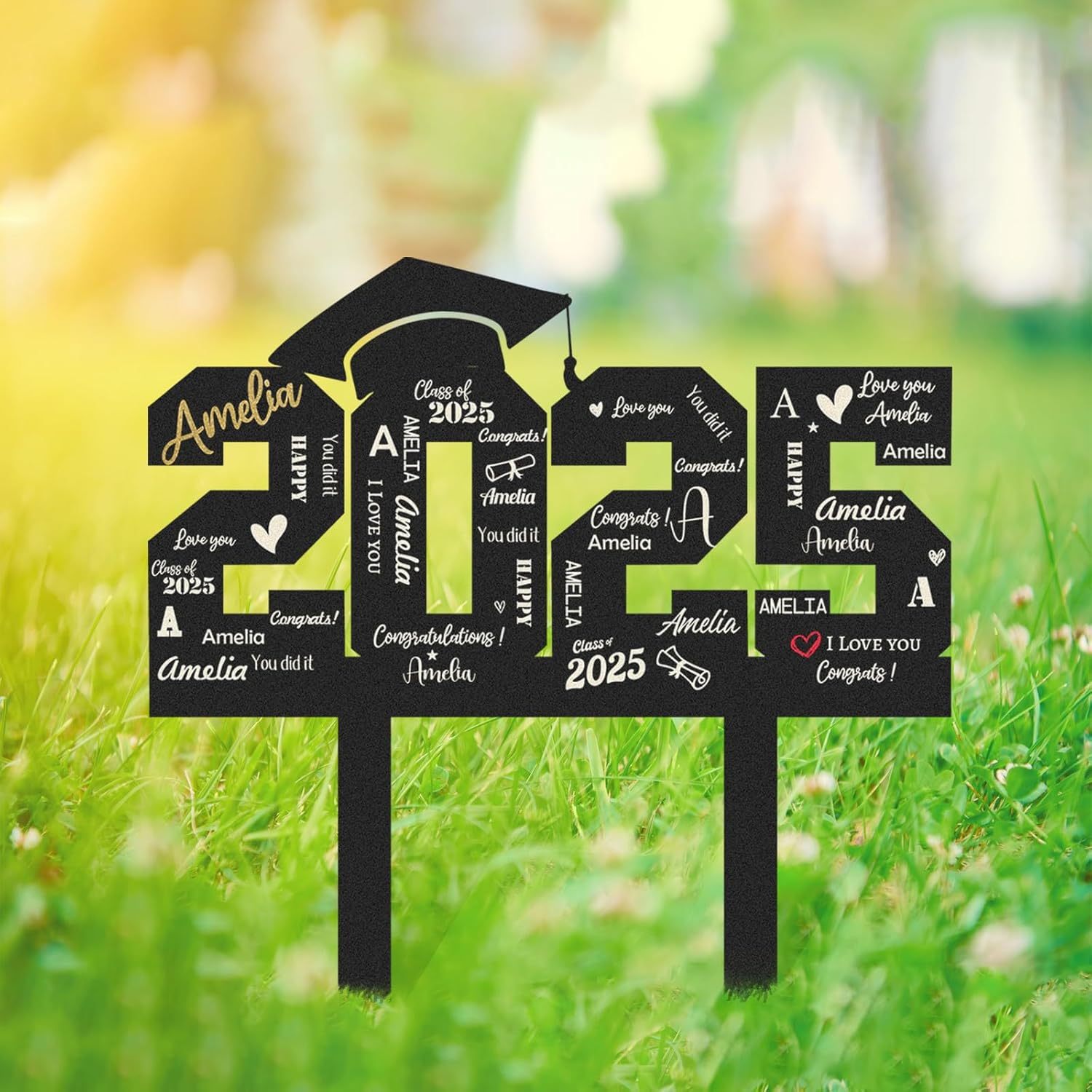  Custom Graduation Decorations Yard Sign, Senior Yard Signs Class of 2025, Custom Signs Outdoor Metal, Yard Sign Stakes Metal, Grad Gifts, Graduate Decorations for College High School