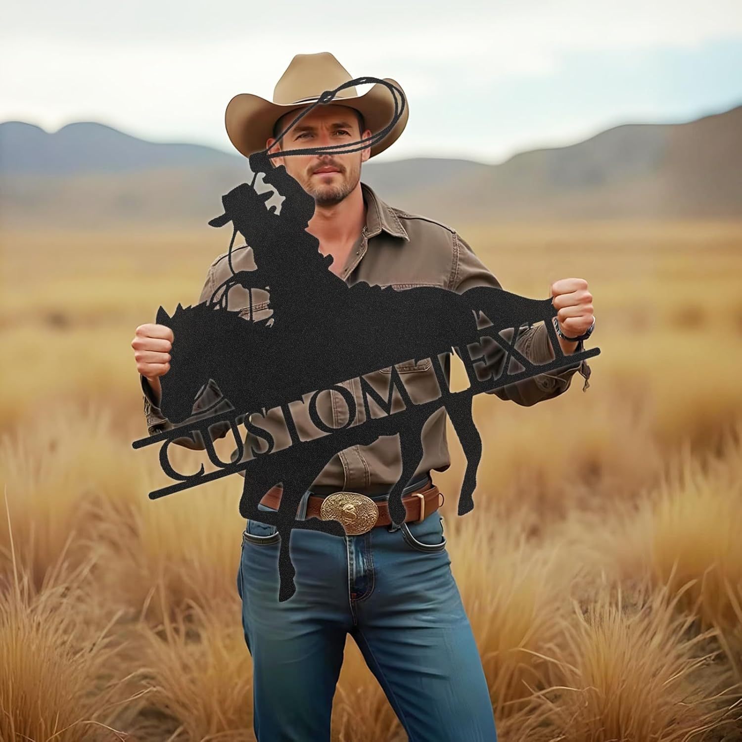 Personalized Cowboy Metal Sign, Custom Metal Name Sign, Vintage Cowboy Wall Decor, Outdoor Metal Art, Metal Signs Customized, Retro Home Decor Wall Art, Cowboy Decor Gift, Patio Decor