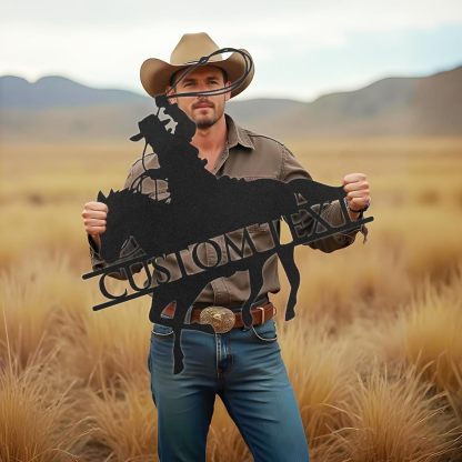 Personalized Cowboy Metal Sign, Custom Metal Name Sign, Vintage Cowboy Wall Decor, Outdoor Metal Art, Metal Signs Customized, Retro Home Decor Wall Art, Cowboy Decor Gift, Patio Decor