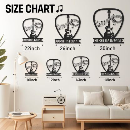 Personalized Guitar Metal Sign, Metal Signs Customized, Musical Note Wall Decor, Funny Music Wall Art, Custom Name Music Sign for Indoor & Outdoor Decorations, Gifts for Musicians, Home Decor