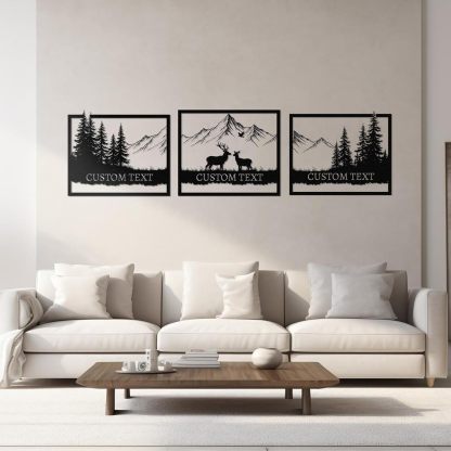  Personalized Metal Wall Art Decor, 3 Pcs Metal Signs, Tree of Life Wall Art, Family Tree Wall Sculptures, Custom Name Sign Gifts for Home Bedroom Living Room Color01