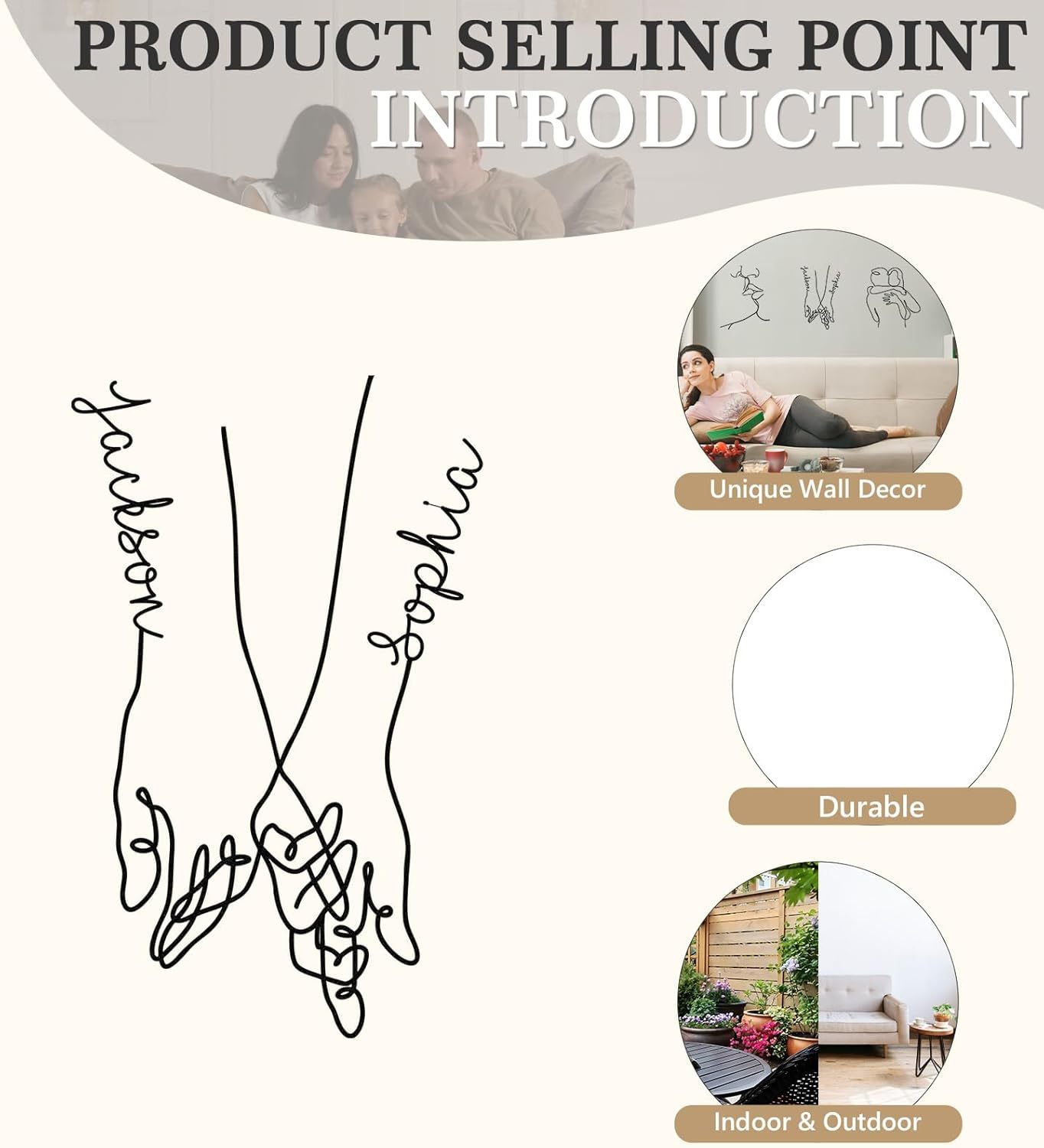  Personalized Metal Wall Art Decor, 3 Pcs Metal Signs, Tree of Life Wall Art, Family Tree Wall Sculptures, Custom Name Sign Gifts for Home Bedroom Living Room Color01