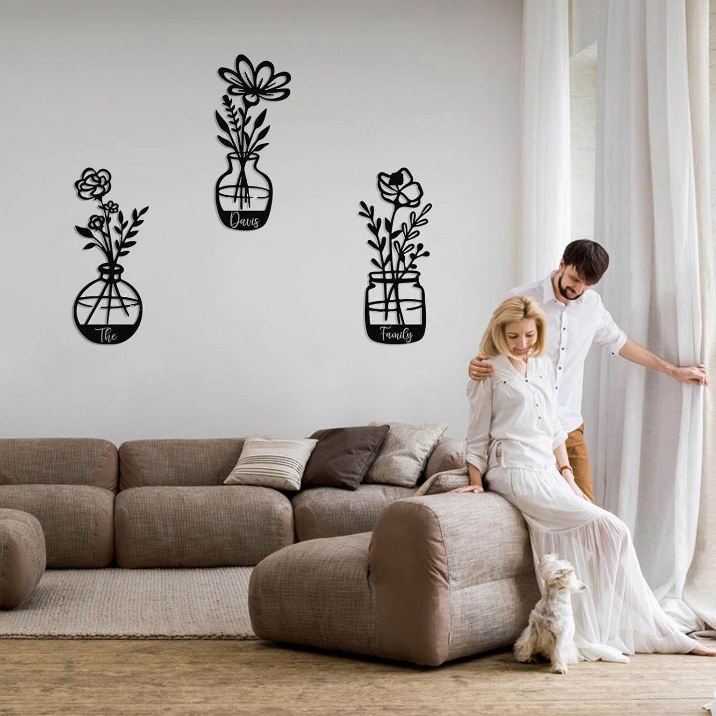  Personalized Metal Wall Art Decor, 3 Pcs Metal Signs, Tree of Life Wall Art, Family Tree Wall Sculptures, Custom Name Sign Gifts for Home Bedroom Living Room Color01